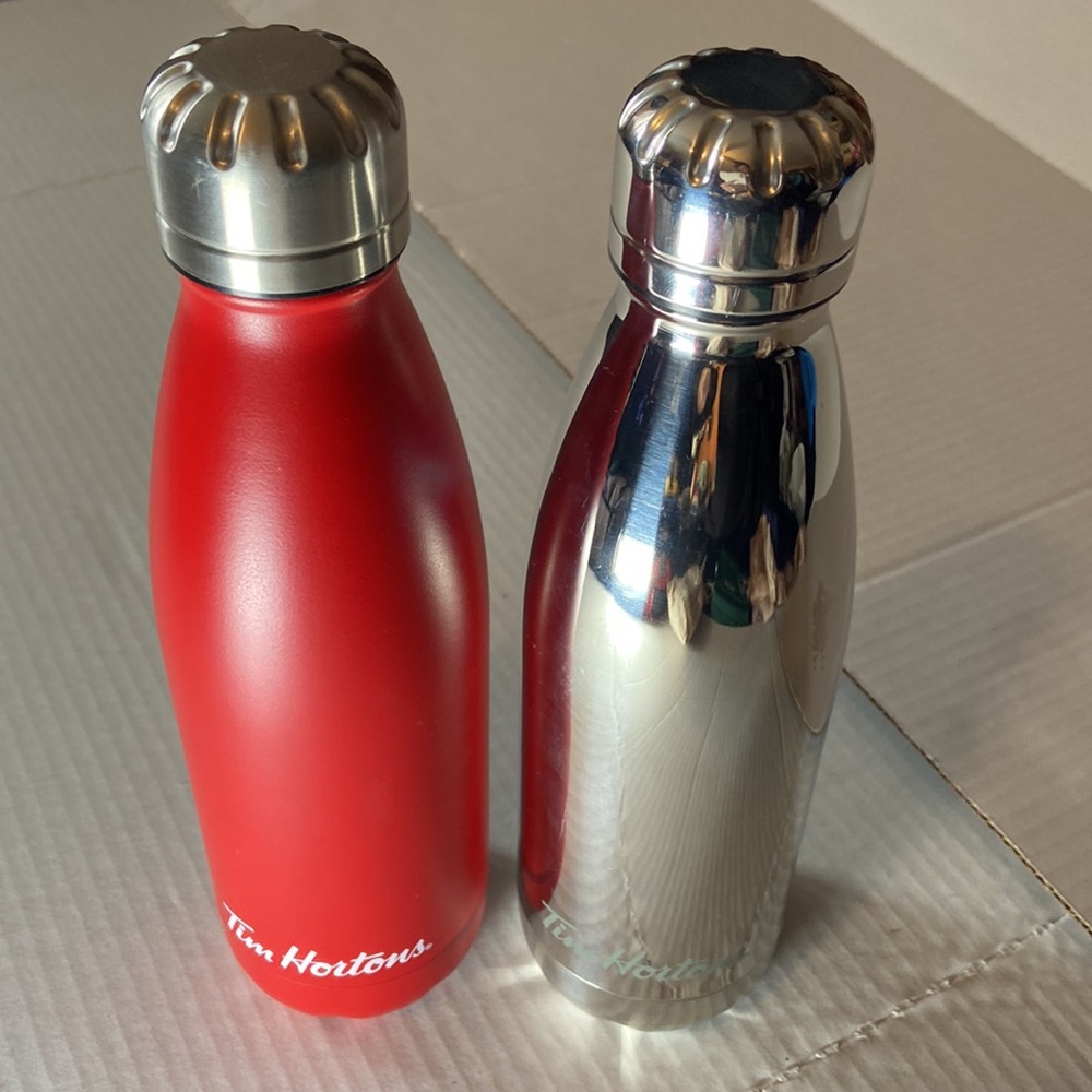 Pair of Tim Hortons insulated steel Bottles